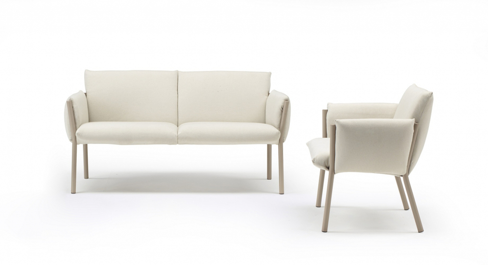 Кресло лаунж металлическое c подушками Scab Design Brezza Lounge, тортора, бежевый