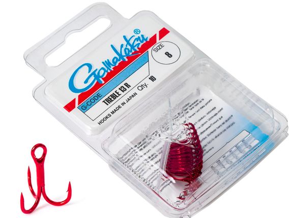 Крючки-тройники Gamakatsu 13R TREBLE HOOKS RED разм. 08 10шт.