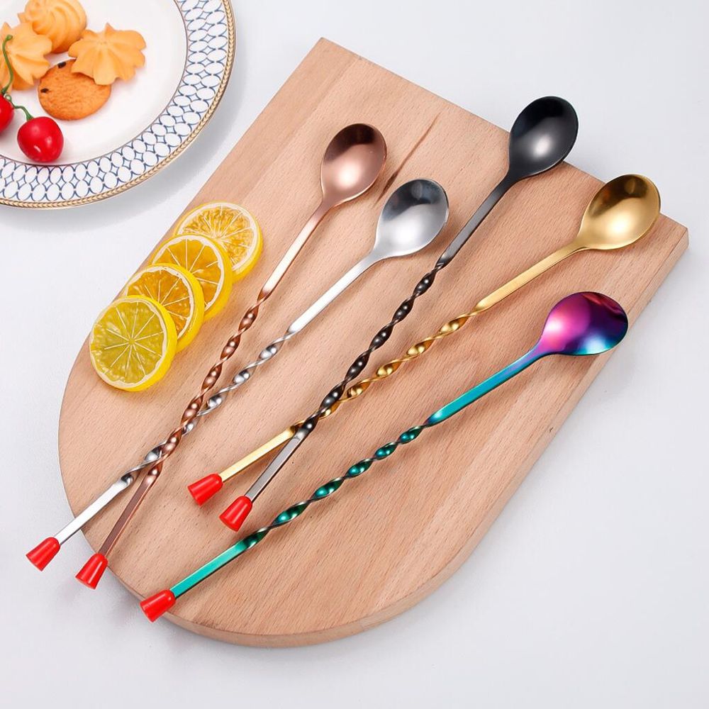 Ложка барная 28 см нерж. с красной кнопкой P.L. Proff Cuisine