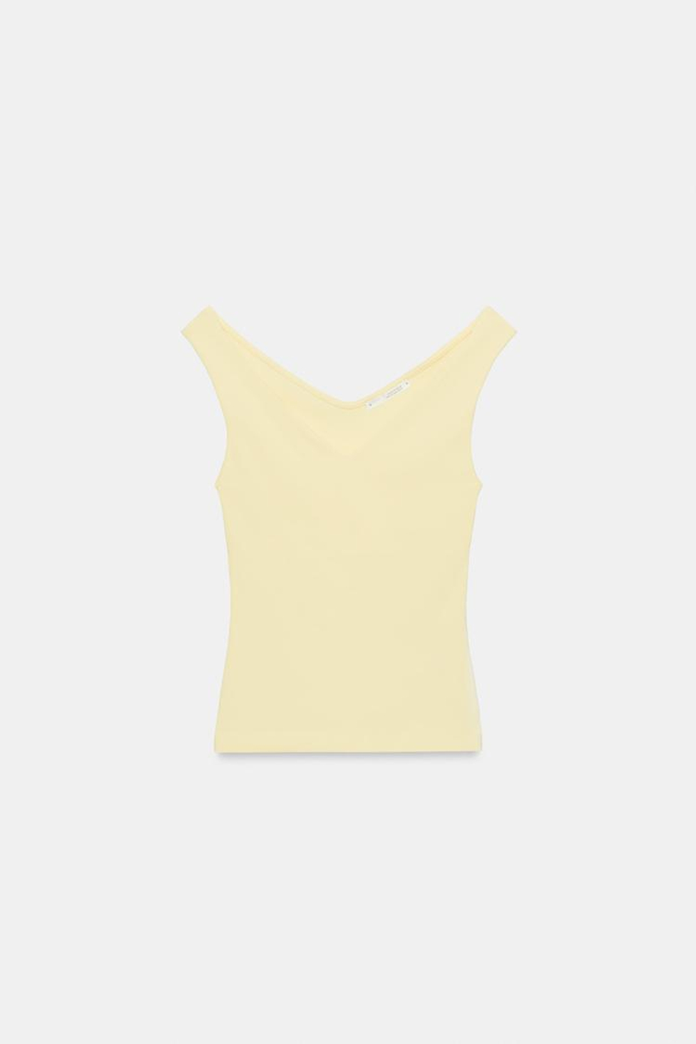ZARA ФУТБОЛКА С ОТКРЫТЫМИ ПЛЕЧАМИ, ПАСТЕЛЬНО-ЖЕЛТЫЙ