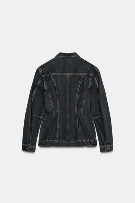 ZARA ПРИТАЛЕННАЯ ДЖИНСОВАЯ КУРТКА — ZW COLLECTION, ЧЕРНЫЙ