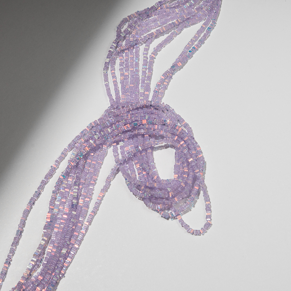 Хрустальные бусины с покрытием AB, оттенок "Фиолетовый", 2,5*1мм, квадраты