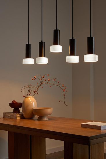 Светильник подвесной каскадный fungus, D15х25 см, 5 плафонов, белый/черный