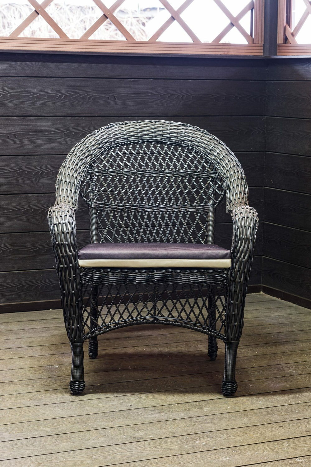 Кресло из искусственного ротанга МЭДИСОН НЬЮ «MEDISON NEW» арт.A6348 dark brown с подушками на сидение