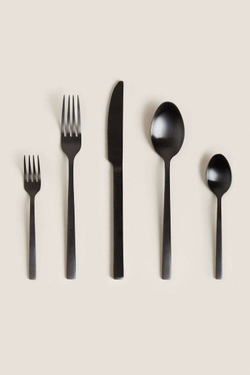 ZARA HOME МАТОВАЯ ДЕСЕРТНАЯ ЛОЖКА (НАБОР ИЗ 4 ШТ.), ЧЕРНЫЙ