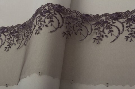 Кружево "Gamma", "сетка", 190 мм, цв.серый