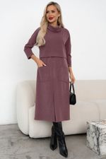 Платье трикотажное с разрезом (сливовый) Р11-2008/7 Nikol