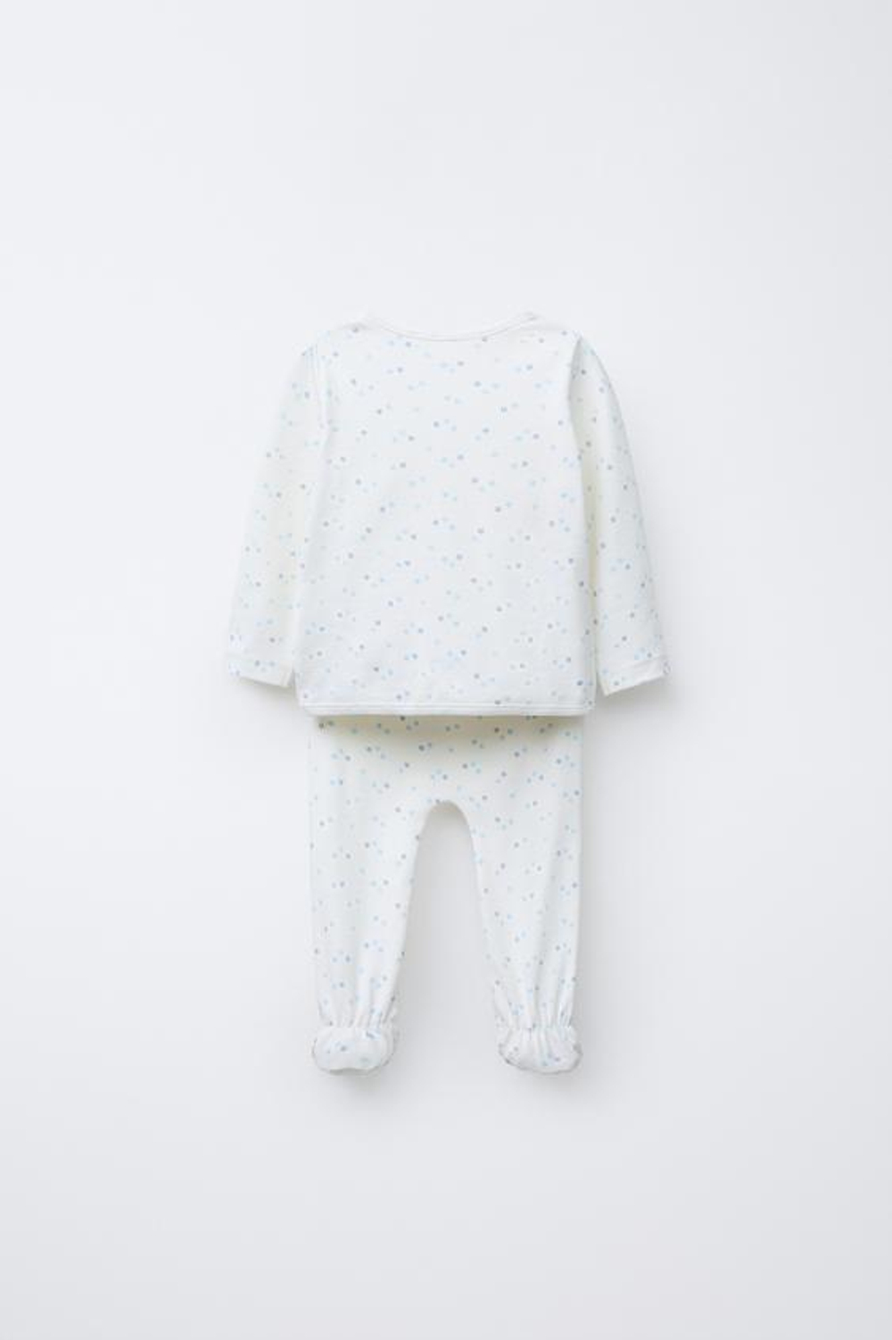 ZARA КОМПЛЕКТ ИЗ ФУТБОЛКИ И ЛЕГГИНСОВ В ГОРОШЕК, ГОЛУБОЙ