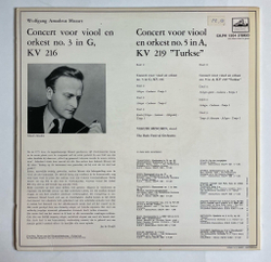 Винтажная виниловая пластинка LP Mozart vioolconcerten № 3 en 5, Yehudi Menuhin viool Иегуди Менухин (Holland 1970)