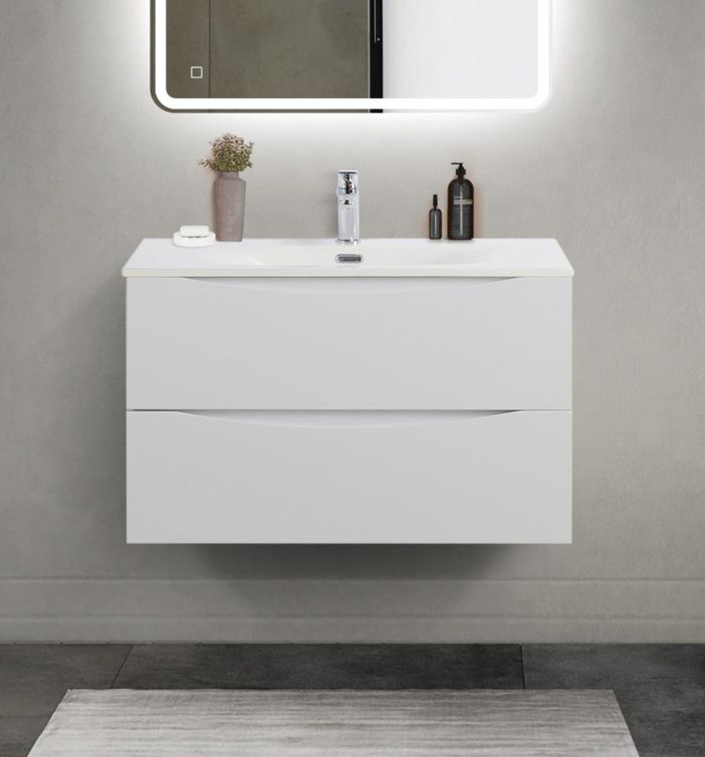 Тумба с раковиной подвесная BelBagno MARINO-CER-MINI-800-2C-SO-BO-P Bianco Opaco, раковина белая BB-8099-3-80