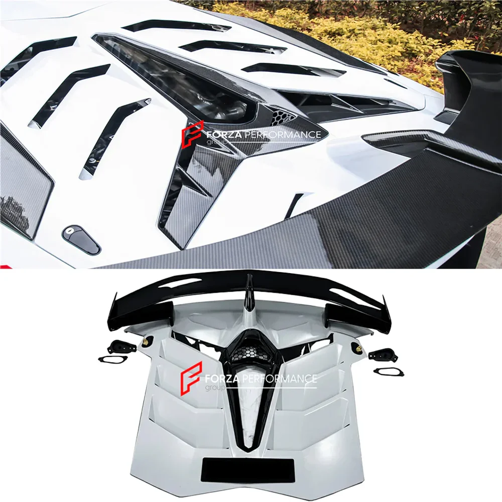 Карбоновая крышка двигателя с задним спойлером GT (крыло) для LAMBORGHINI AVENTADOR LP700 / LP740 / LP750SV 2011–2021 Ламборгини