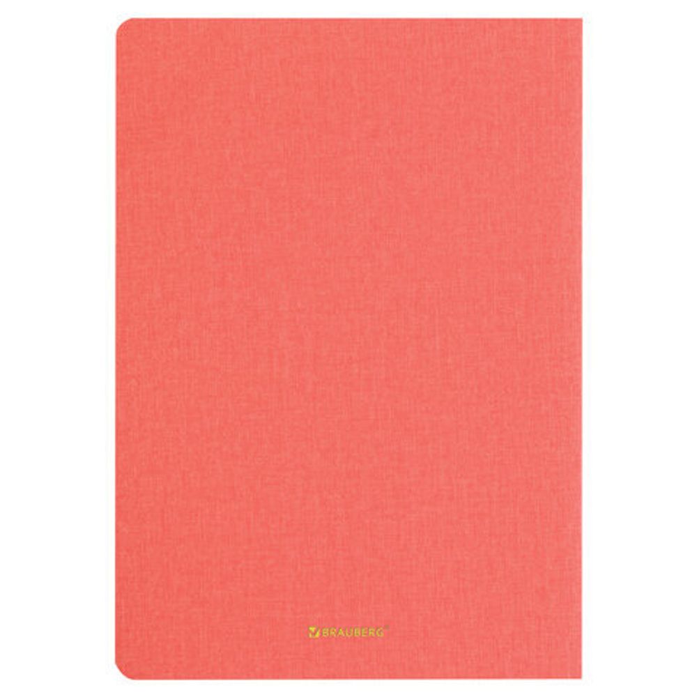 Тетрадь 48 л. в клетку обложка кожзам под лён, сшивка, A5 (147х210мм), КОРАЛЛОВЫЙ, BRAUBERG PASTEL, 403870