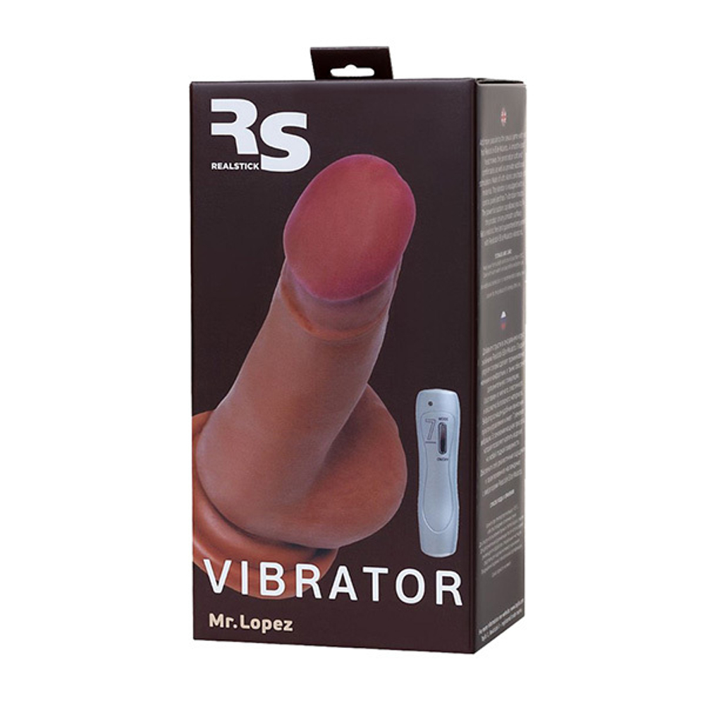 Коричневый вибратор-реалистик 19см ToyFa RealStick Elite Mulatto Mr Lopez 981104-1