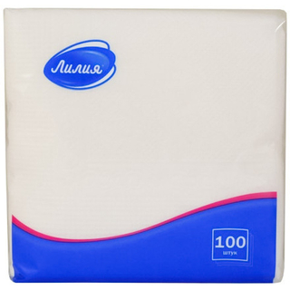 Салфетки 24*24 1слойные Лилия белая 100шт