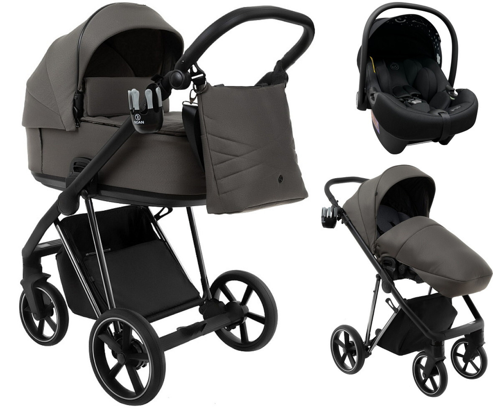 Детская коляска Roan Sol Luxury 3 в 1 с автокреслом Tutis Elo Lux EduSky Black RSL/4051 Taupe/Nikiel