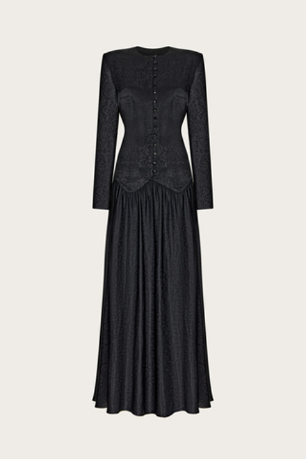 Платье из черной жаккардовой вискозы