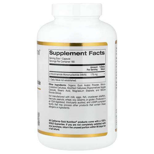 California Gold Nutrition, NMN, 175 мг, 180 растительных капсул