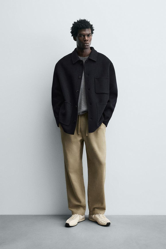 ZARA БРЮКИ RELAXED FIT С РЕЛЬЕФНОЙ СТРУКТУРОЙ, РЫЖЕВАТО-КОРИЧНЕВЫЙ