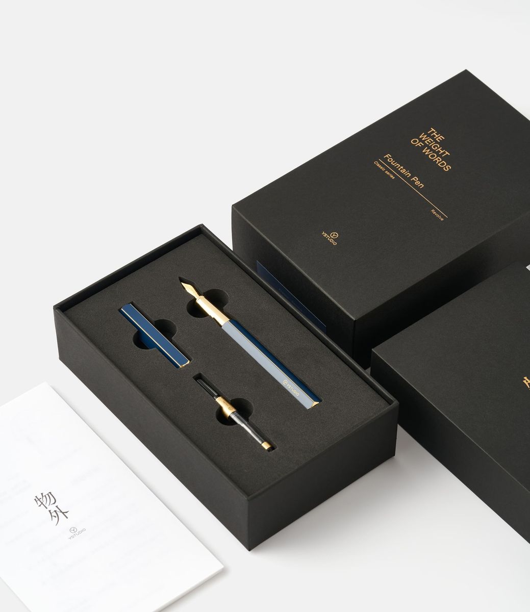 Ystudio Classic Revolve Fountain Pen Blue — перьевая ручка из латуни