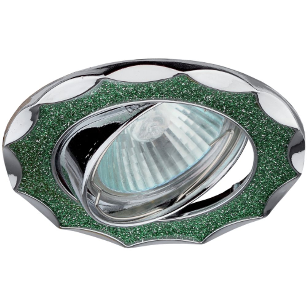 DK17 CH/SH GR Светильник ЭРА декор звезда со стеклянной крошкой MR16,12V/220V, 50W, хром/зеленый