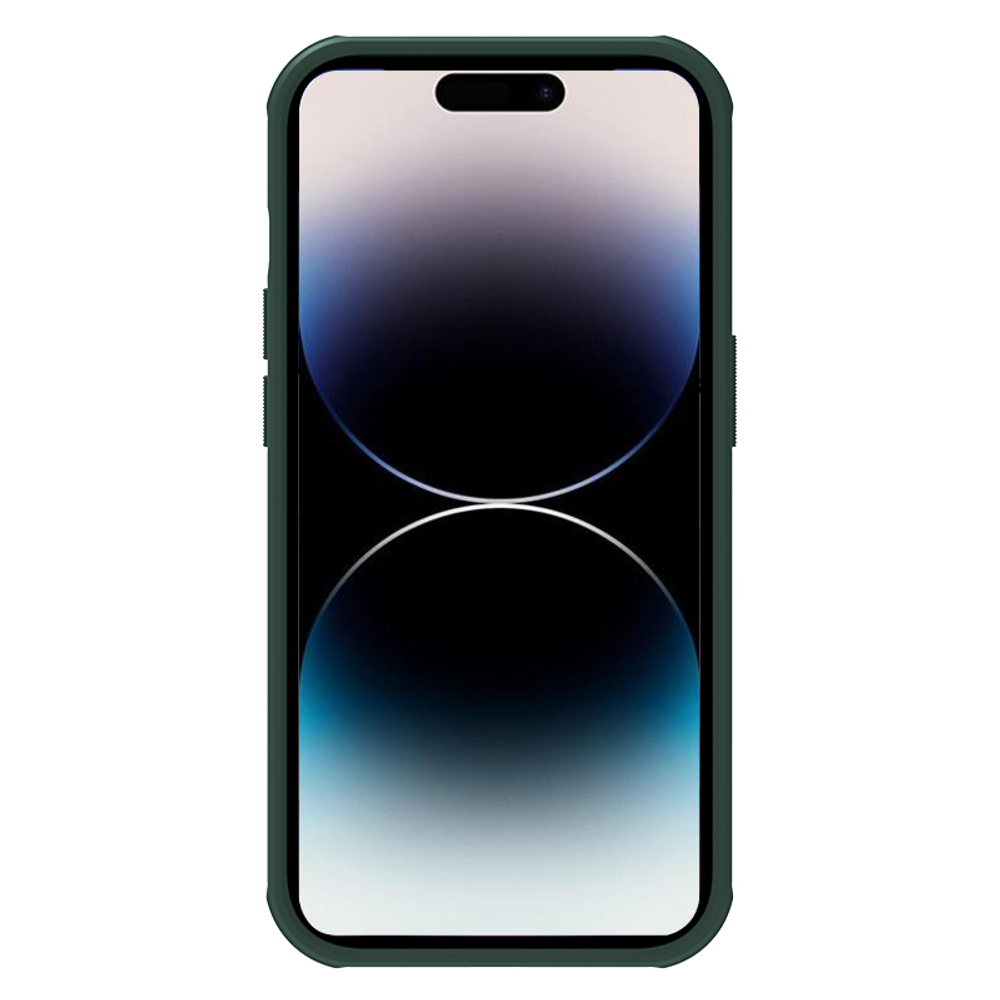 Усиленный защитный чехол темно-зеленого цвета от Nillkin для смартфона iPhone 14 Pro, серия Super Frosted Shield Pro