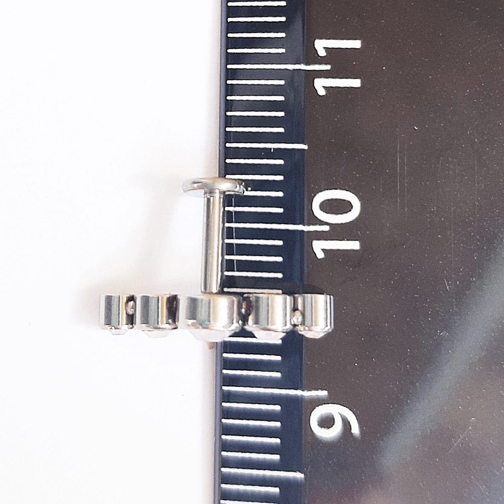 Микроштанга  6 мм с розовыми опалами, толщина 1,2 для пирсинга ушей. Титан G23+Медицинская сталь