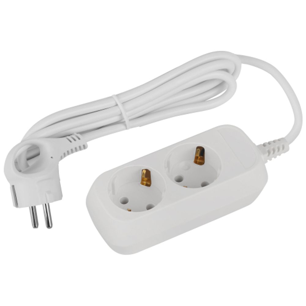 Удлинитель электрический ЭРА UDL-16-215-E Greenline 2 розетки с заземлением 1,5м ПВС 3x1мм2