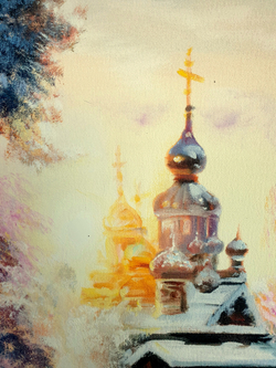 Зимний храм в деревне