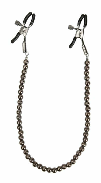 Зажимы на соски с черными бусами (Цвет: черный)