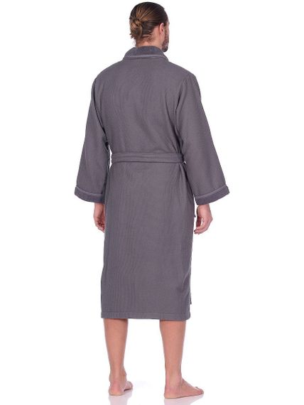 КУАТТРО серый вафельно- махровый халат  Maison Dor