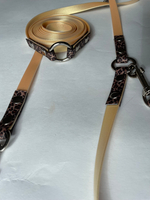 Перестежка для собак, Биотан водонепроницаемый поводок , 15 мм, 3м, золотой шимер и леопард