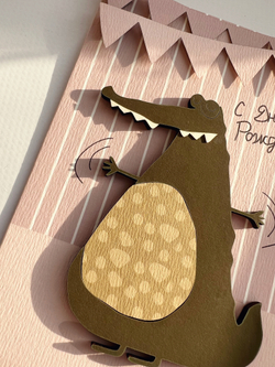 Открытка с деревянным элементом «С Днем рождения!», розовая, 13,5х9,5 см