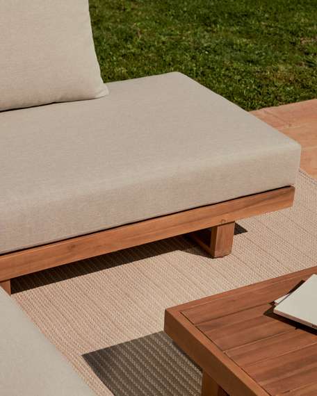 Комплект уличной мебели Raco из массива акации, 5-местный угловой диван и журнальный столик