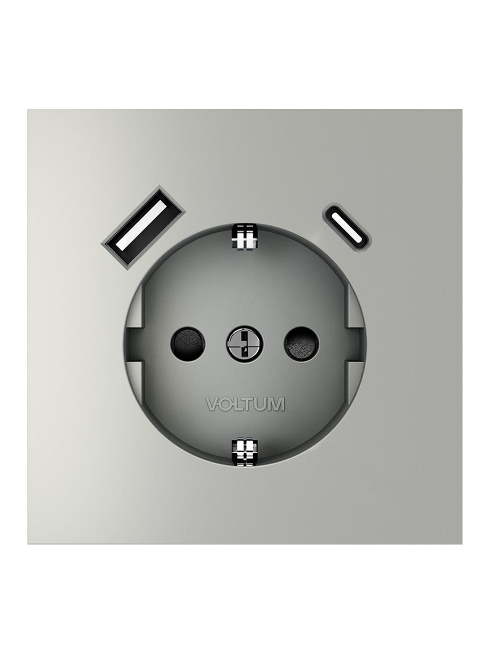 Розетка 1-м СП S70 16А с USB A+С с заземл. защ. шторки механизм сталь Voltum VLS040505