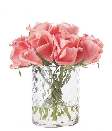 Букет коралловых роз в прозрачной вазе "ёлочка", Cote Noire