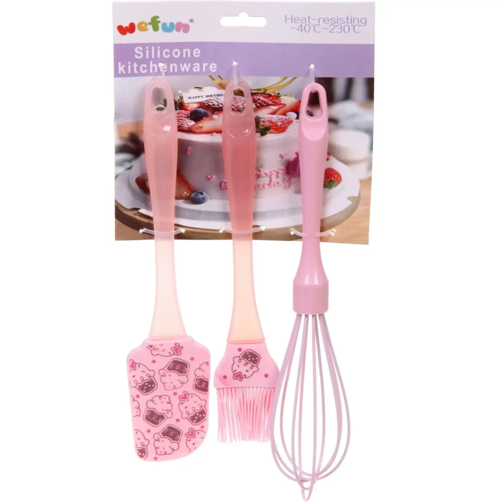 Набор кулинарный (лопатка 24*5,3см+кисточка 22,2*4см+венчик 25,5*5см) «Cupcake time» карамельный