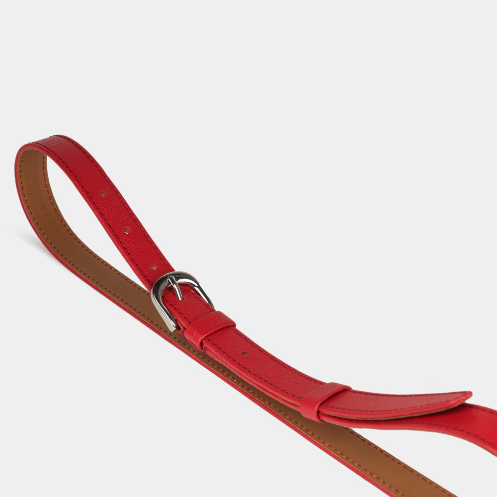 Ремень женский 20 мм из кожи сафьяно, красного цвета