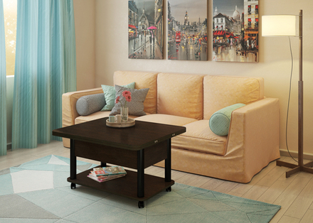 Стол-трансформер ГЗМИ Дебют 3, Венге темный/Ножки черные