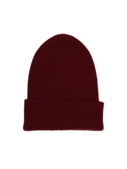 Шапка из кашемира с мериносом цвета бордо