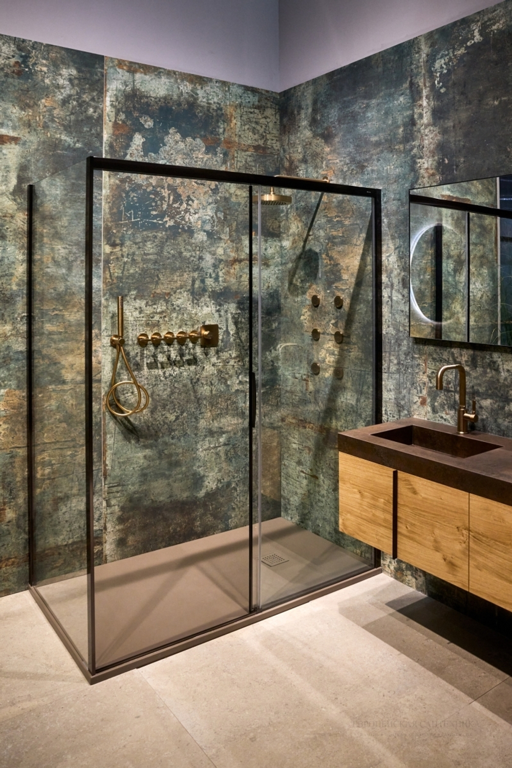 Ручной душ Gessi Anello, с держателем и шланговым подсоединением, цвет Copper Brushed PVD