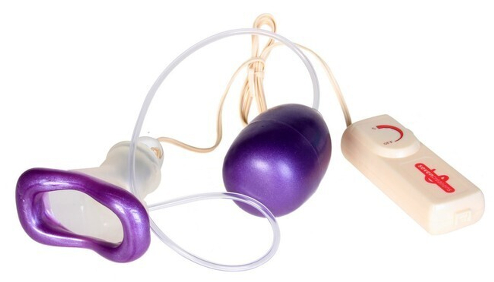 Помпа для клитора Vibrating Clit Massager (Цвет: прозрачный с фиолетовым)