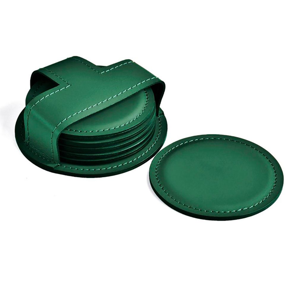 Набор из 6 костеров из двухслойной кожи Cuoietto с металлической вставкой (CR6BCMet) 3