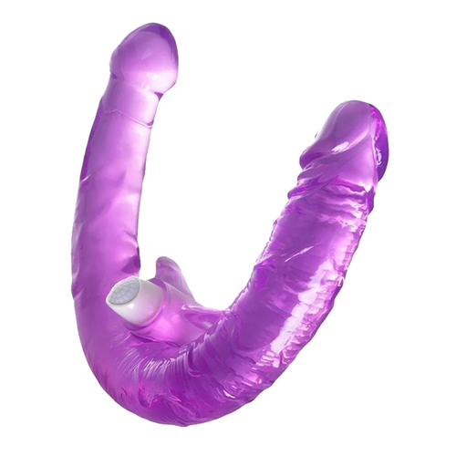 Фиолетовый двухсторонний фаллоимитатор 35см с вибропулей ToyFa Basic 882023