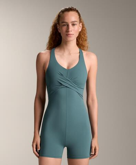 Oysho Короткий комбинезон Draped Light Touch, зеленый