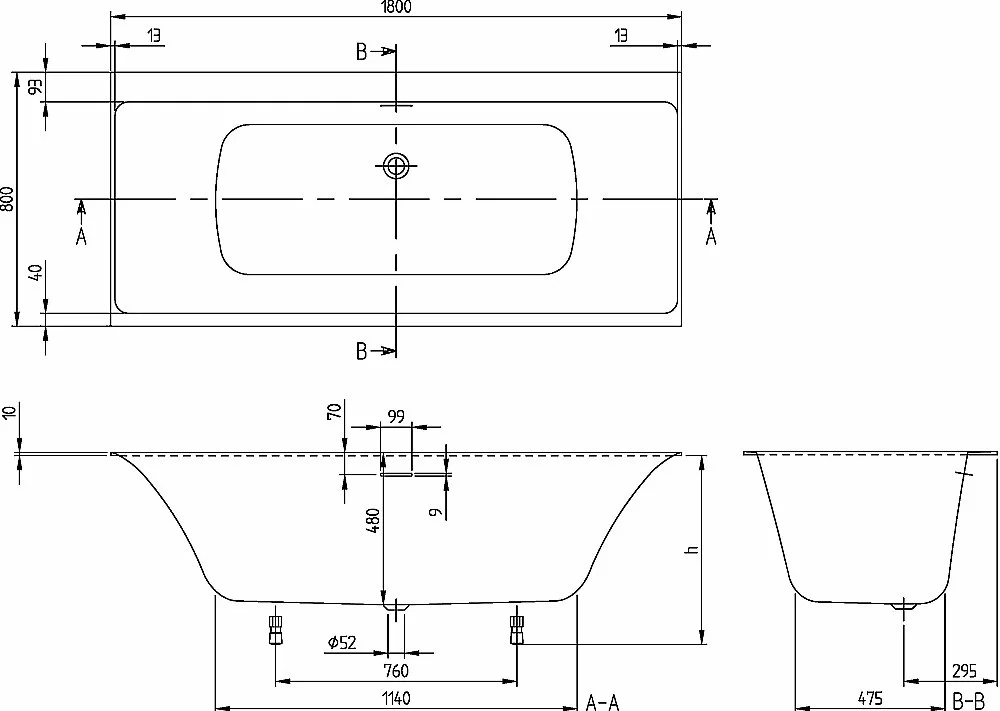 Ванна квариловая Villeroy&Boch Subway 3.0 UBQ180SBW2DV-01 180x80 альпийский белый