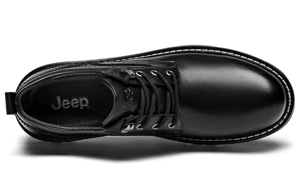 Jeep Casual Leather Shoes Men"s Low top Black