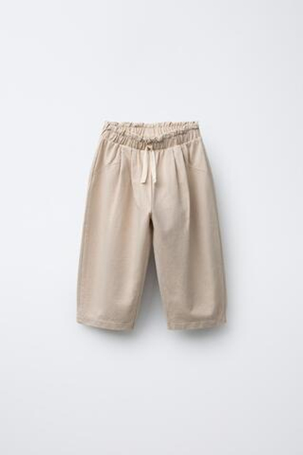 ZARA БРЮКИ BAGGY, СВЕТЛО-БЕЖЕВЫЙ