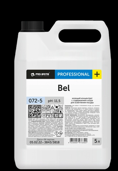 Средство Pro-Brite Bel Concentrate 5л с содержанием хлора для осветления посуды 5л/ 072-5