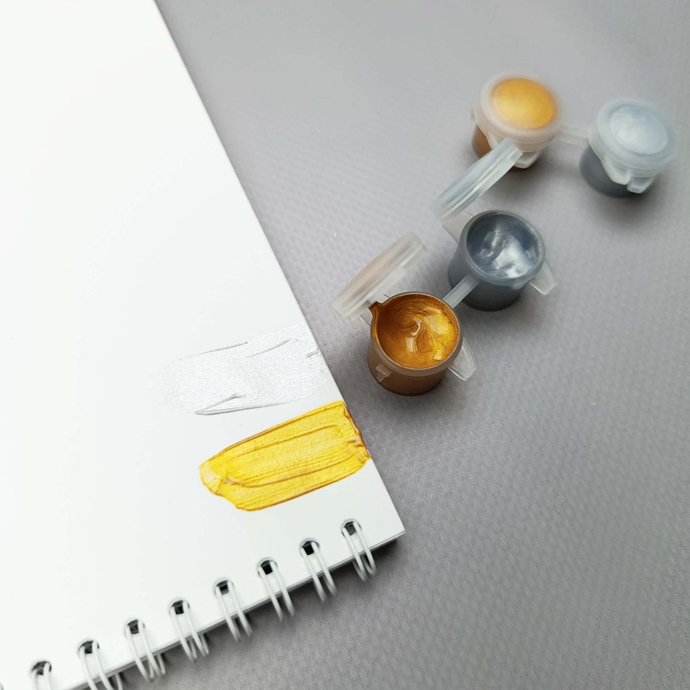 К051 Акриловая краска 3 мл*2 шт (ЗОЛОТО И СЕРЕБРО) (арт К051)