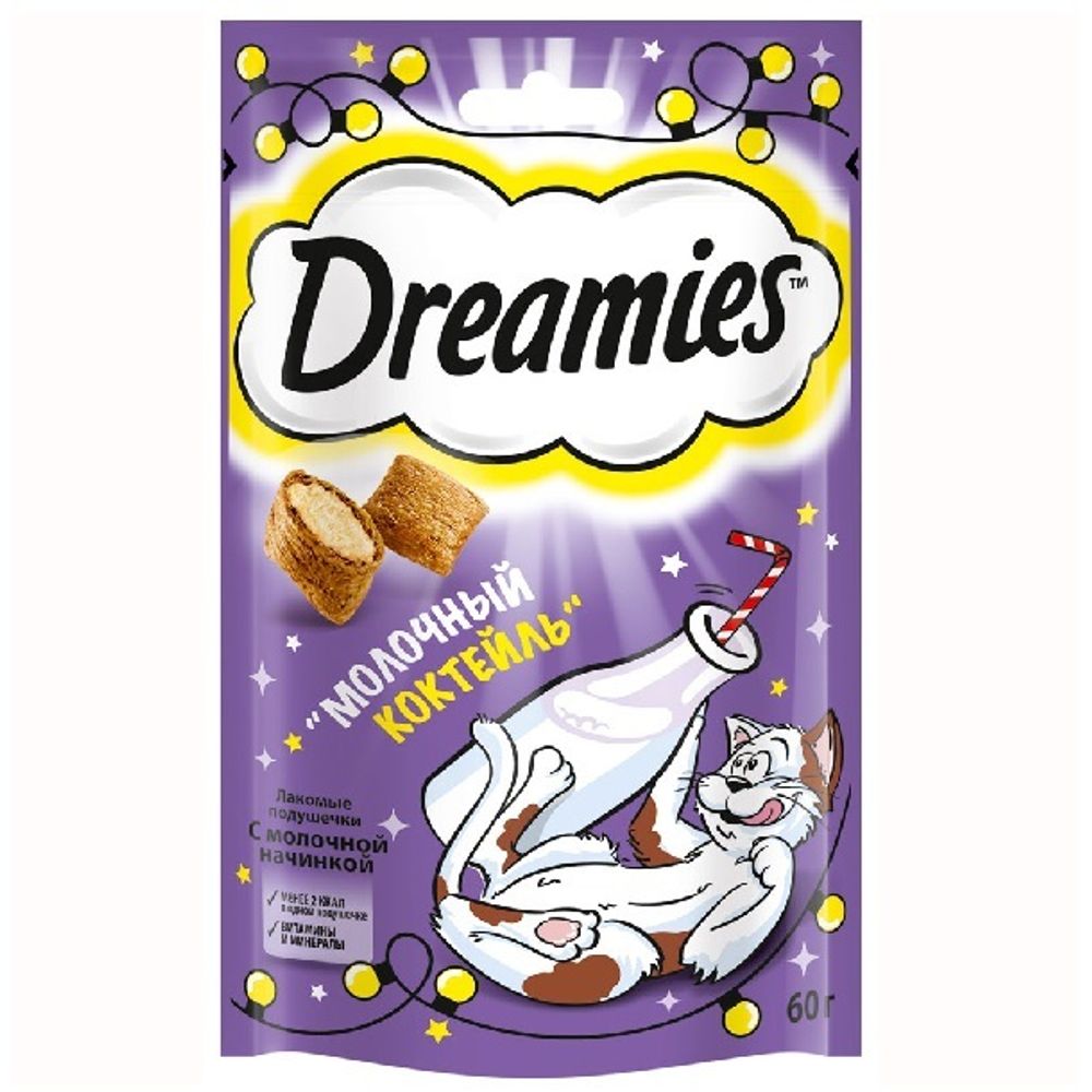 Лакомство Dreamies Молочный коктейль для кошек лакомые подушечки 60 г